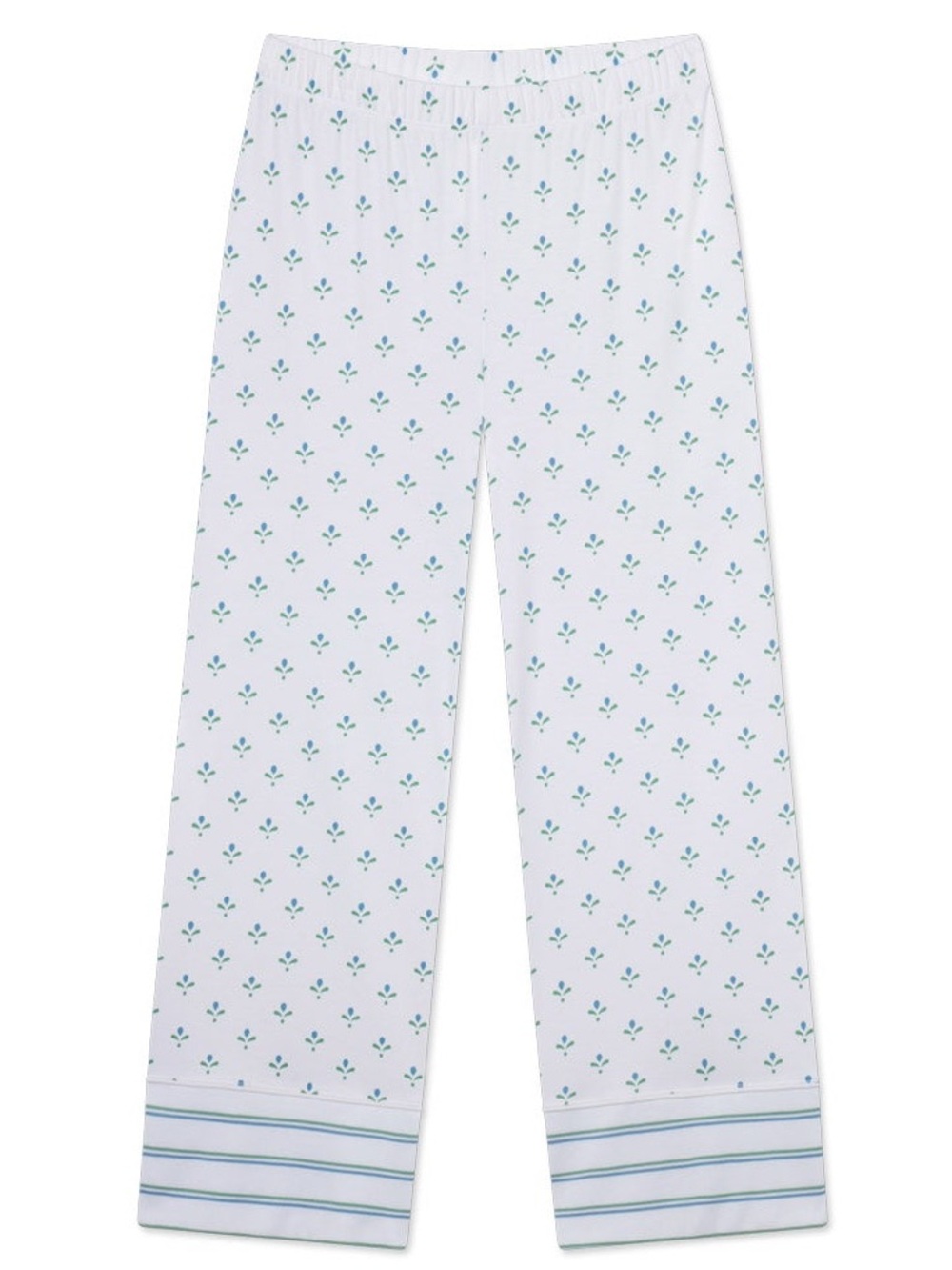 Lake Pima Cotton Wide Leg Pajama Pants in Serene Blue Multi Blossom
